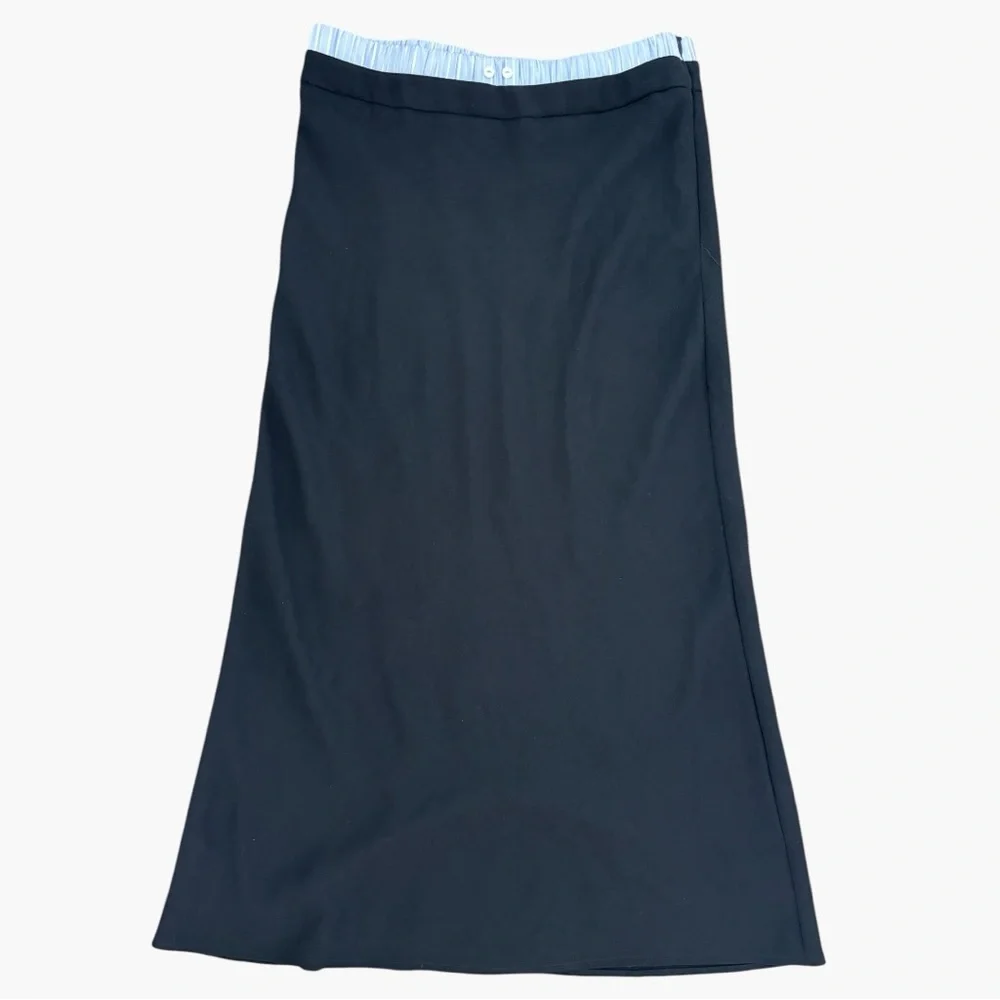 Zara Boxer Contrast Column Midi High waisted Maxi Skirt Black Size Small.
